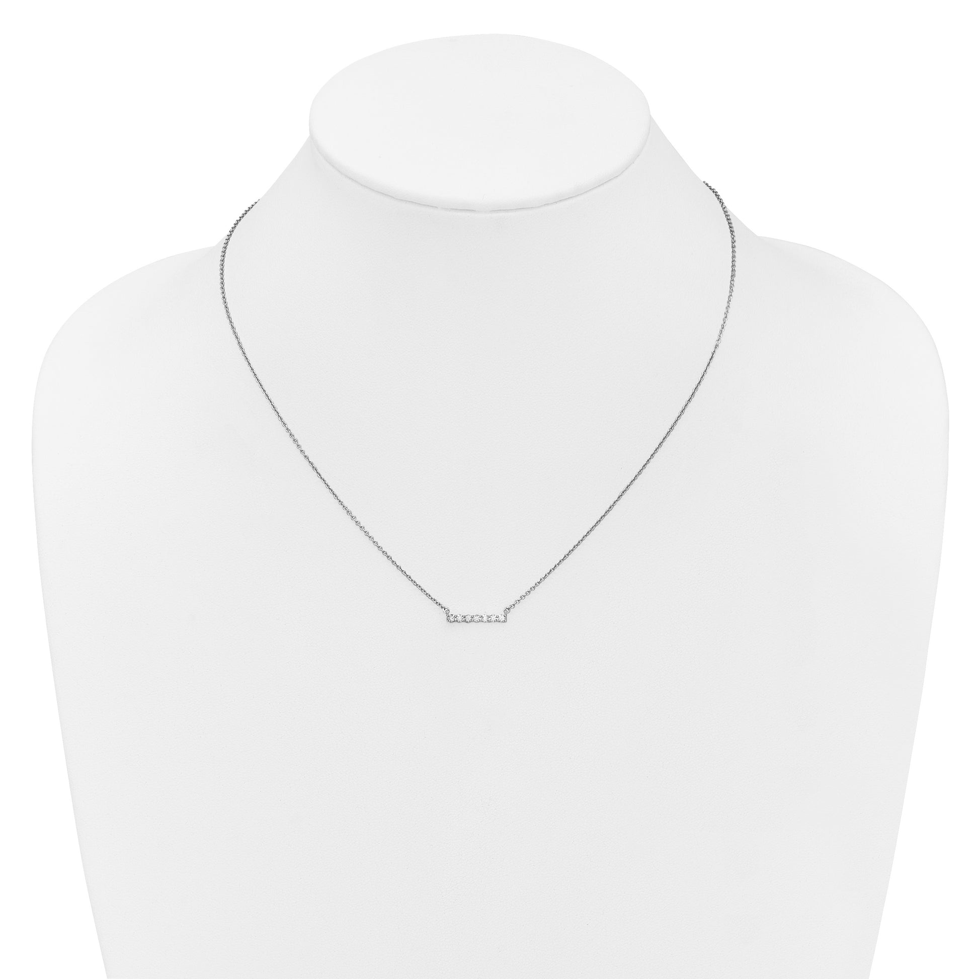 14k White Gold 1/4 carat Diamond Bar 18 inch Necklace