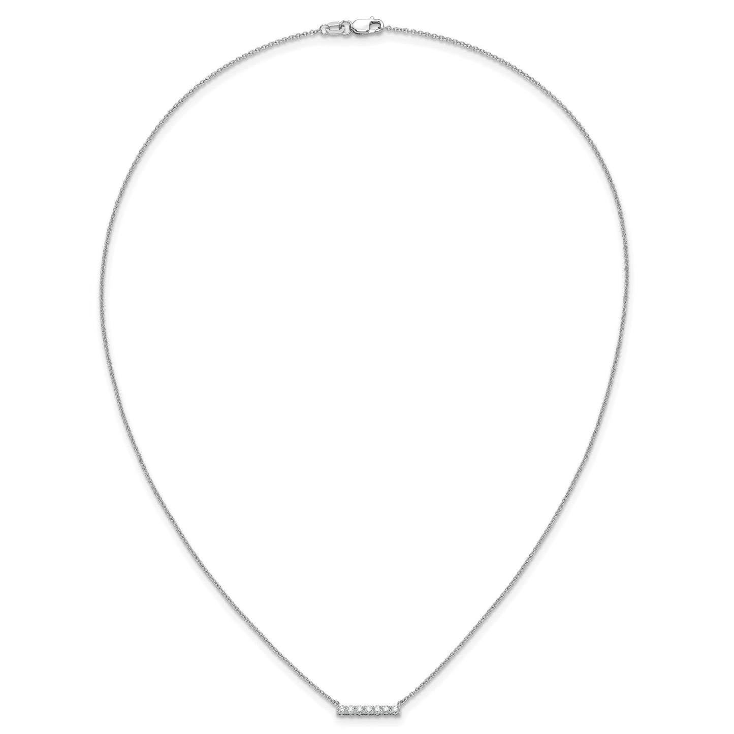 14k White Gold 1/4 carat Diamond Bar 18 inch Necklace