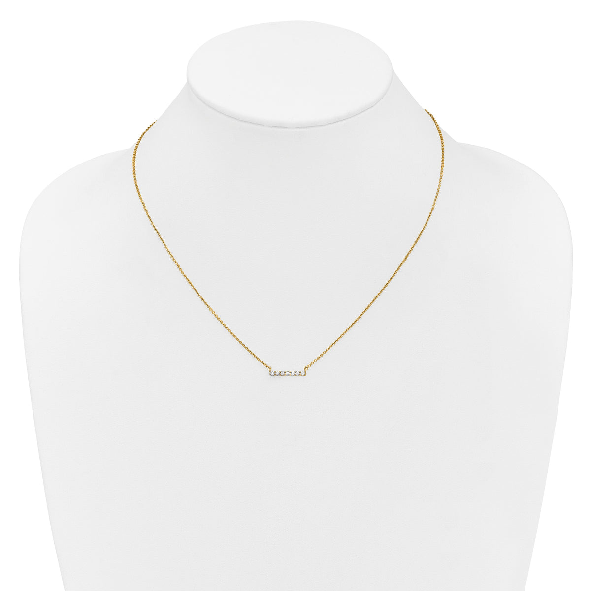14k Polished 1/4 carat Diamond Bar 18 inch Necklace