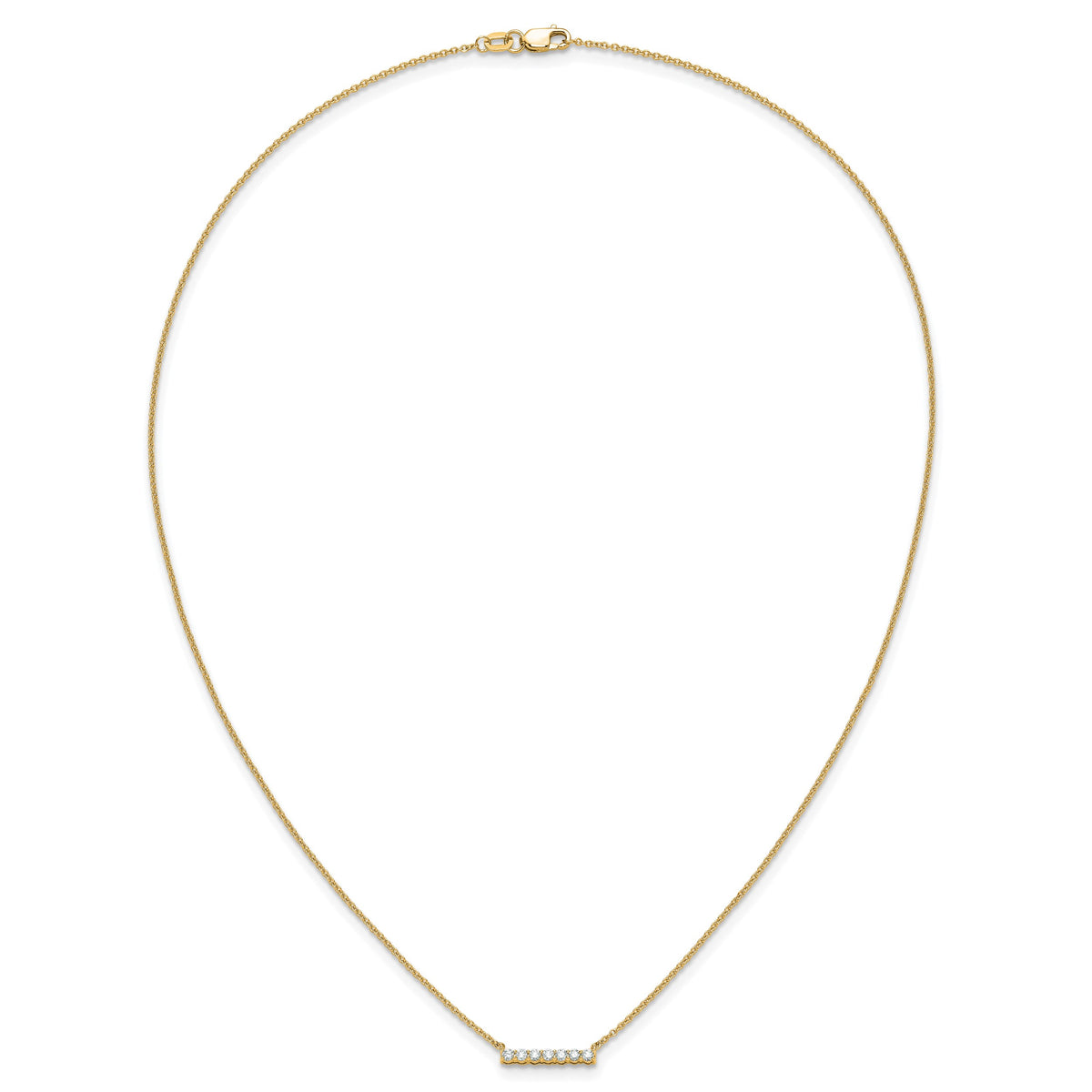 14k Polished 1/4 carat Diamond Bar 18 inch Necklace