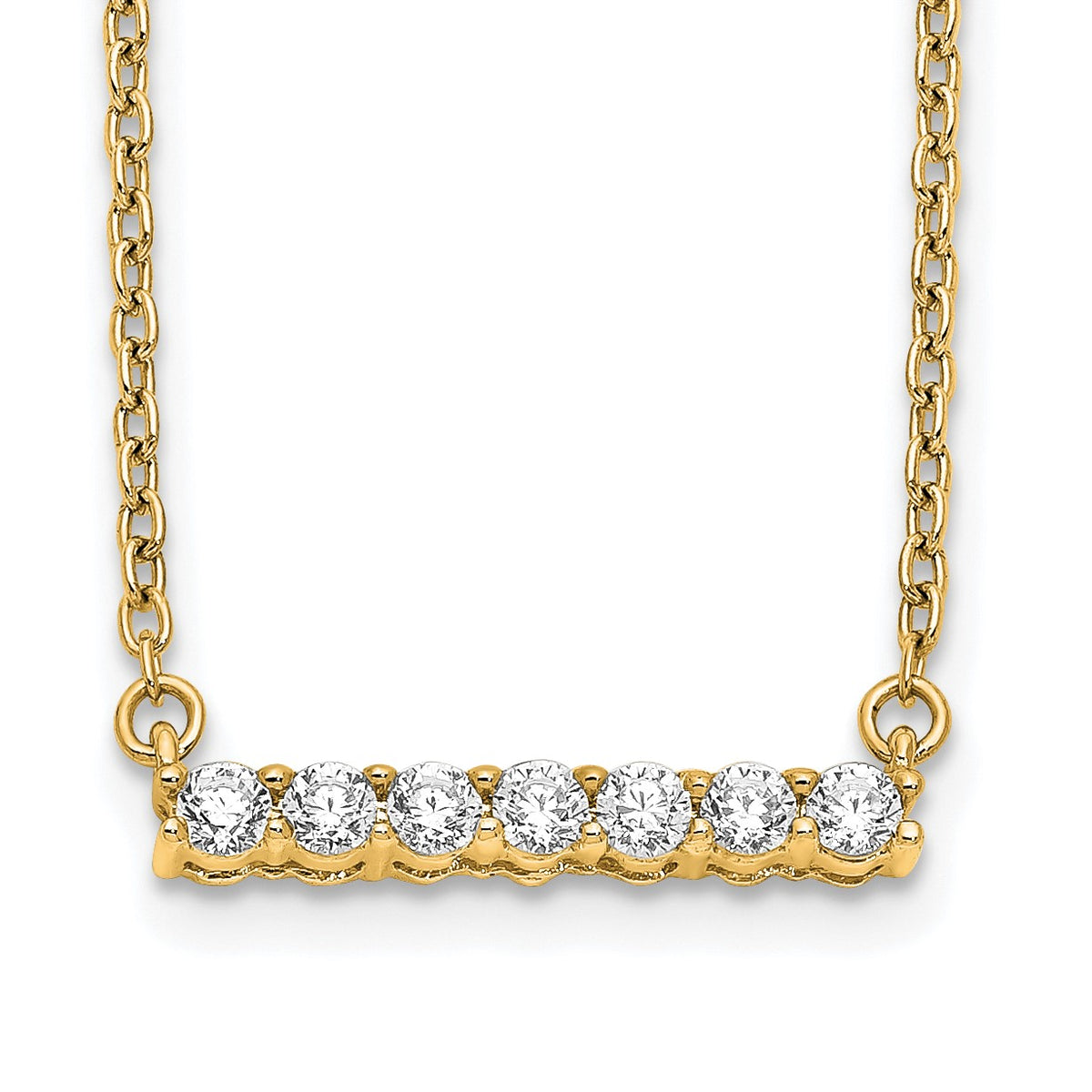 14k Polished 1/4 carat Diamond Bar 18 inch Necklace