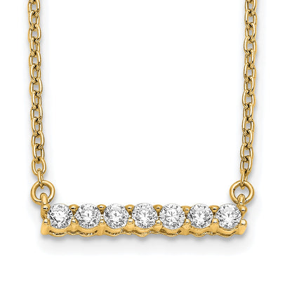 14k Polished 1/4 carat Diamond Bar 18 inch Necklace