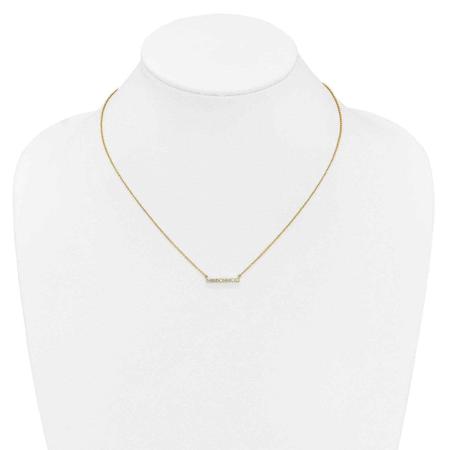 14k Polished 1/3 carat Diamond Bar 18 inch Necklace