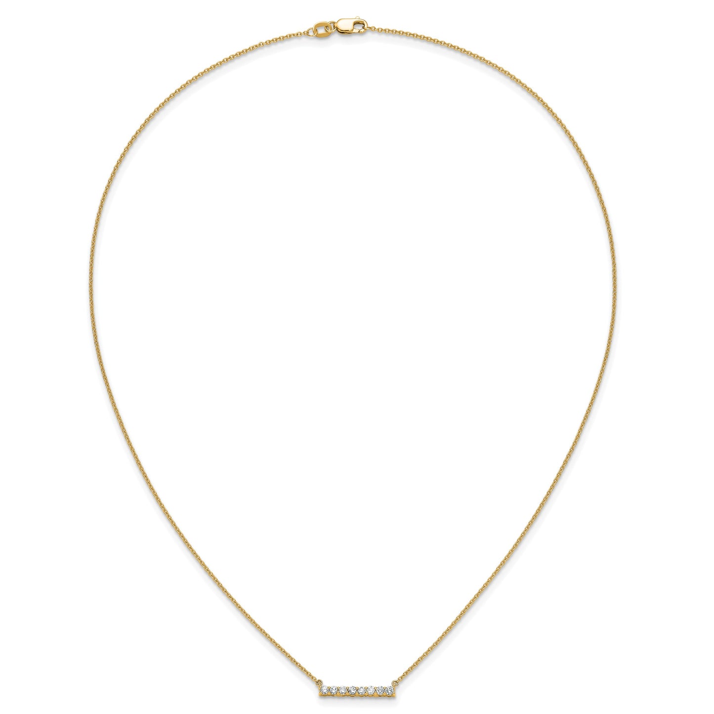 14k Polished 1/3 carat Diamond Bar 18 inch Necklace