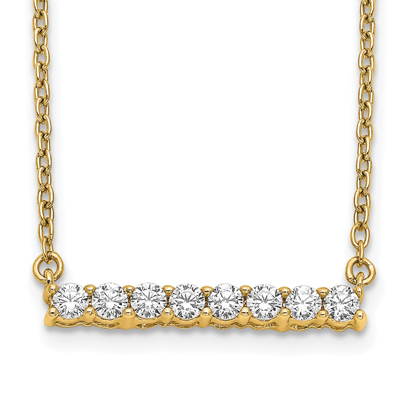 14k Polished 1/3 carat Diamond Bar 18 inch Necklace