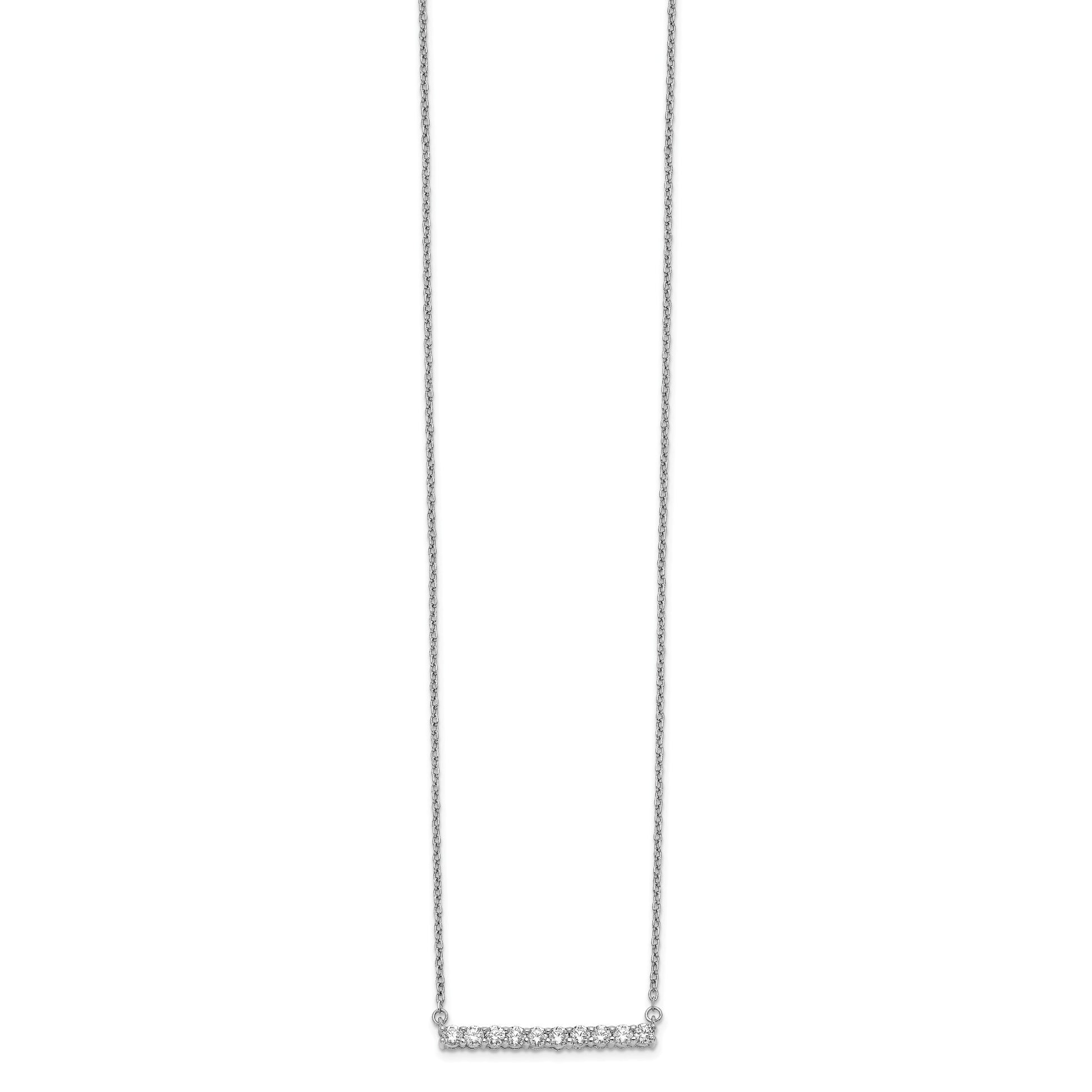 14k White Gold 1/2 carat Diamond Bar 18 inch Necklace