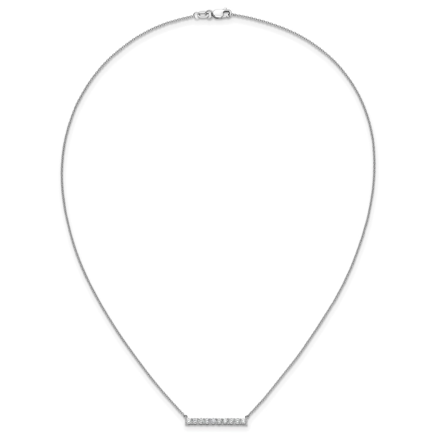 14k White Gold 1/2 carat Diamond Bar 18 inch Necklace