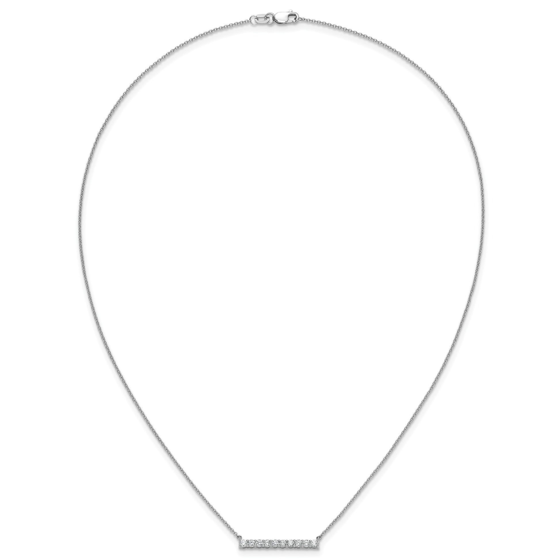 14k White Gold 1/2 carat Diamond Bar 18 inch Necklace