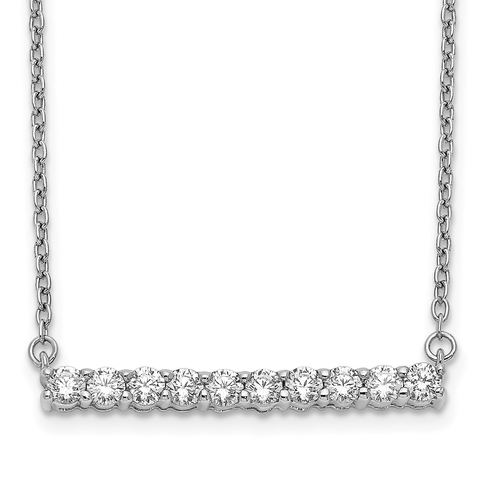 14k White Gold 1/2 carat Diamond Bar 18 inch Necklace