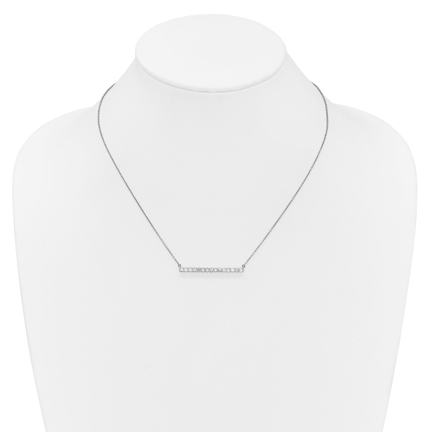 14k White Gold 3/4 carat Diamond Bar 18 inch Necklace