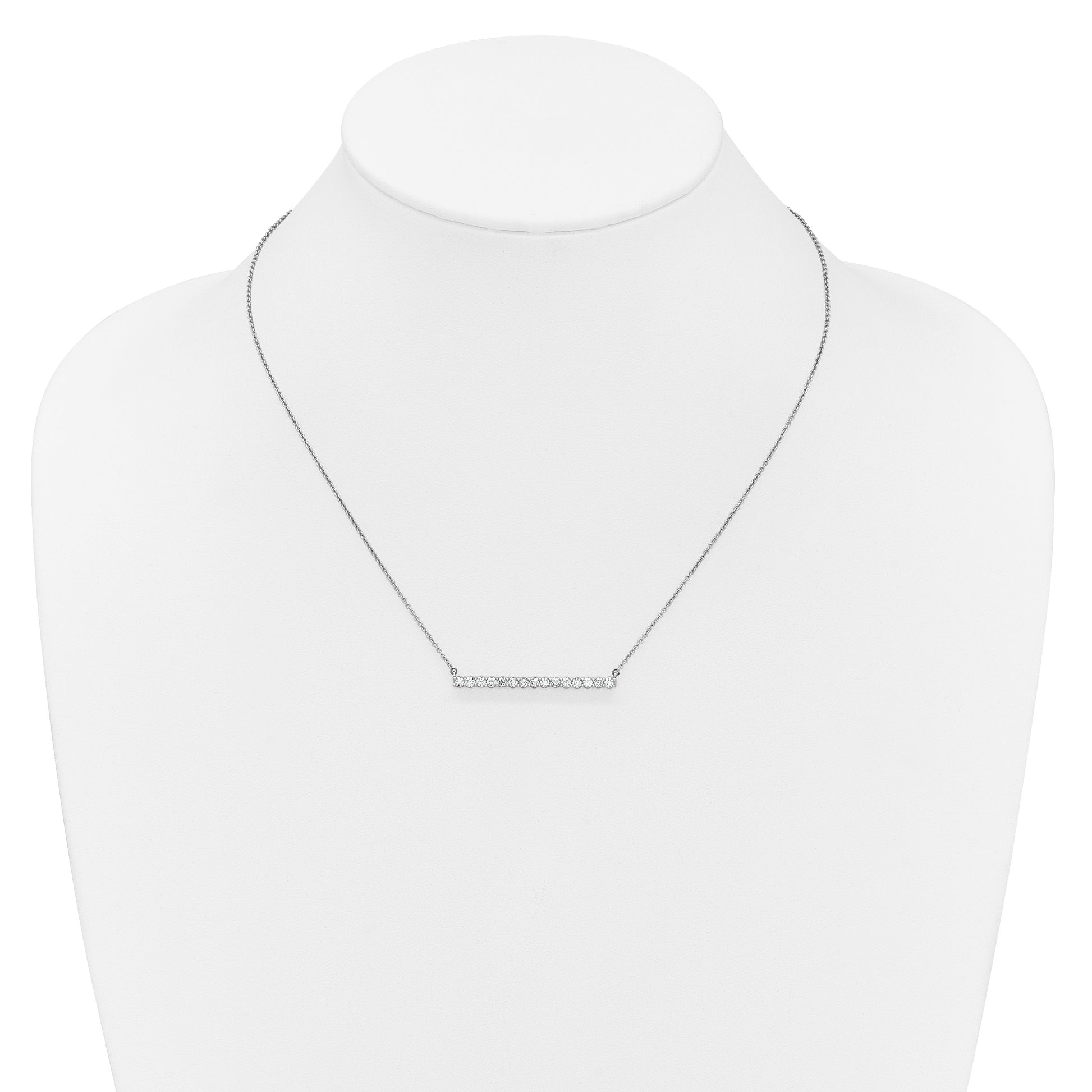 14k White Gold 3/4 carat Diamond Bar 18 inch Necklace