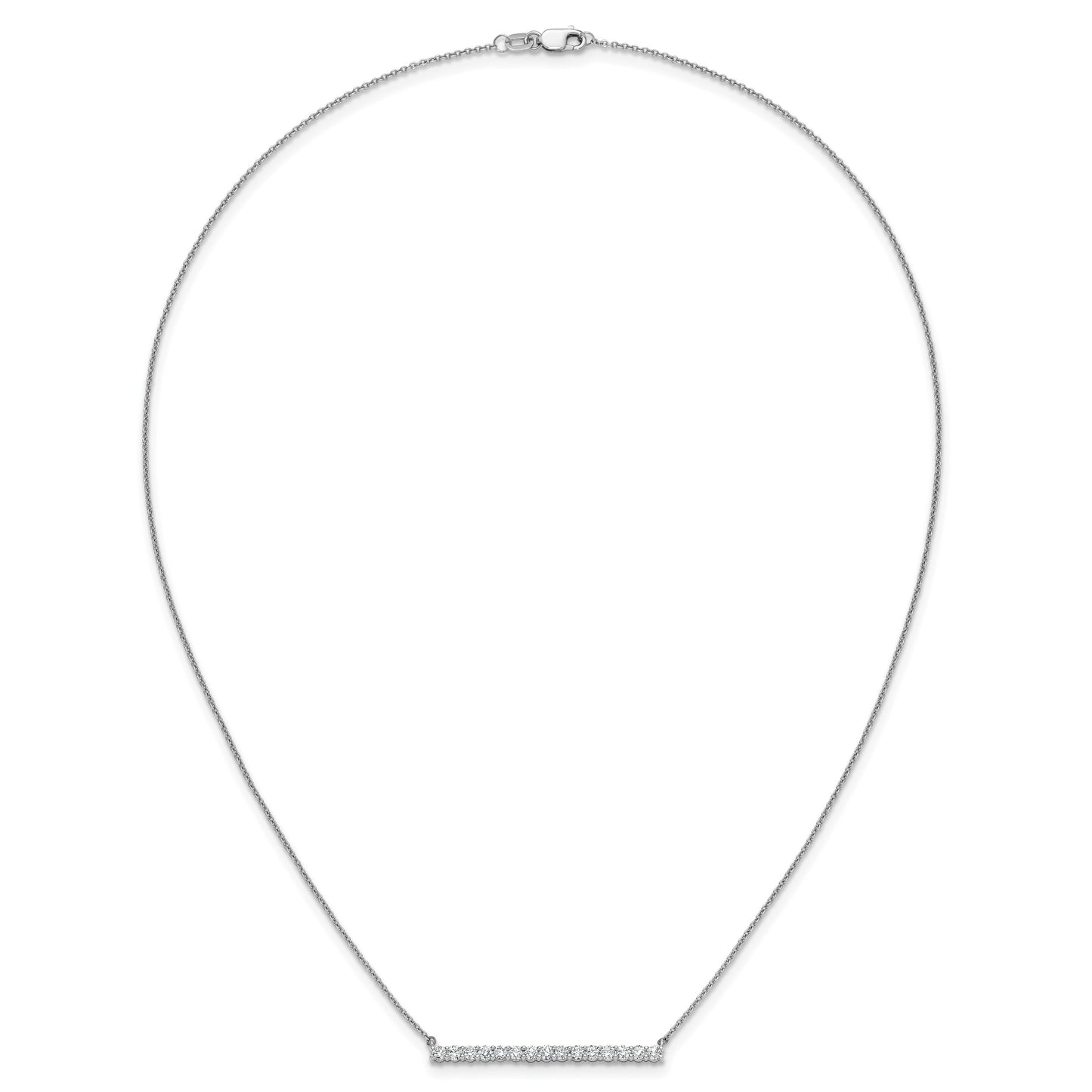 14k White Gold 3/4 carat Diamond Bar 18 inch Necklace