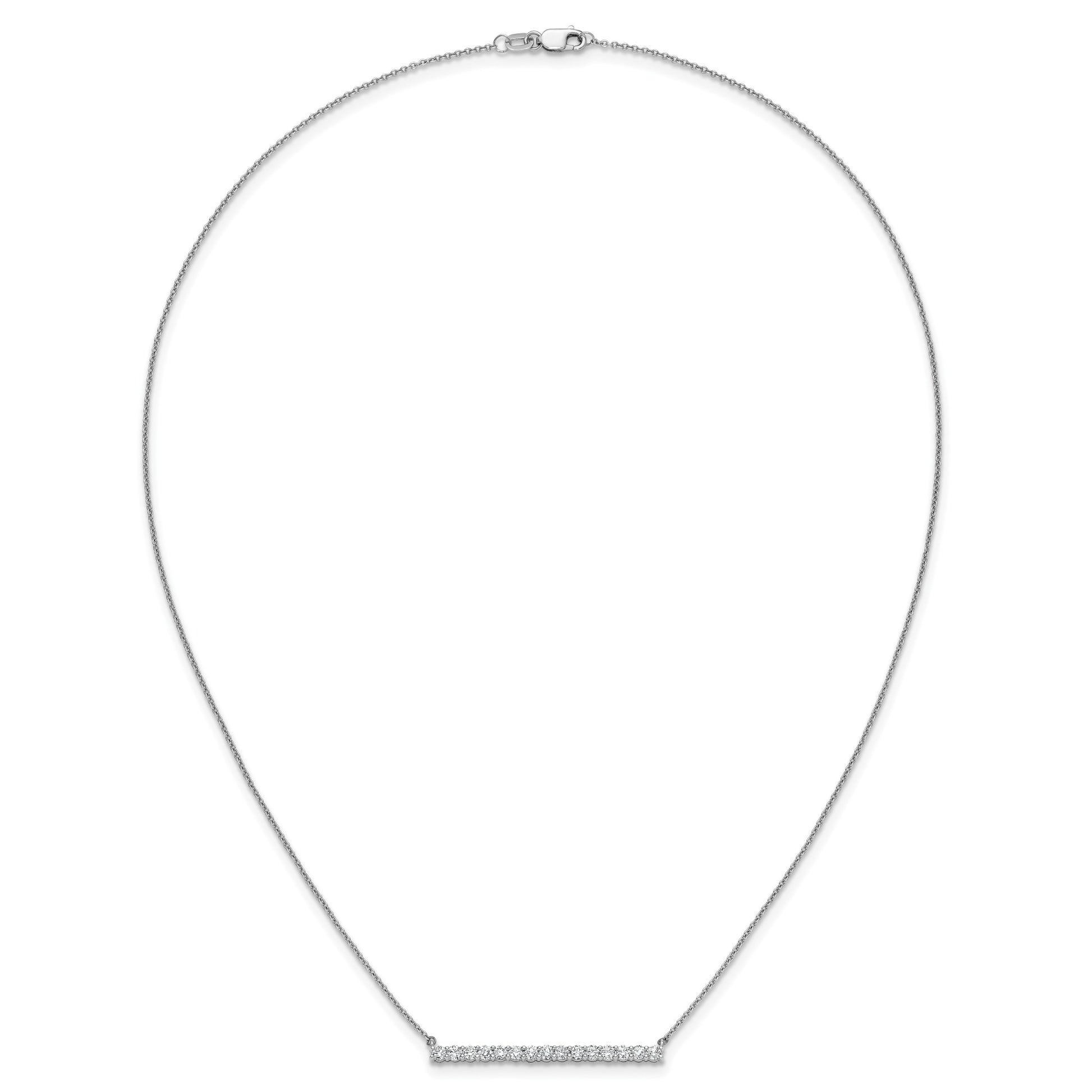 14k White Gold 3/4 carat Diamond Bar 18 inch Necklace