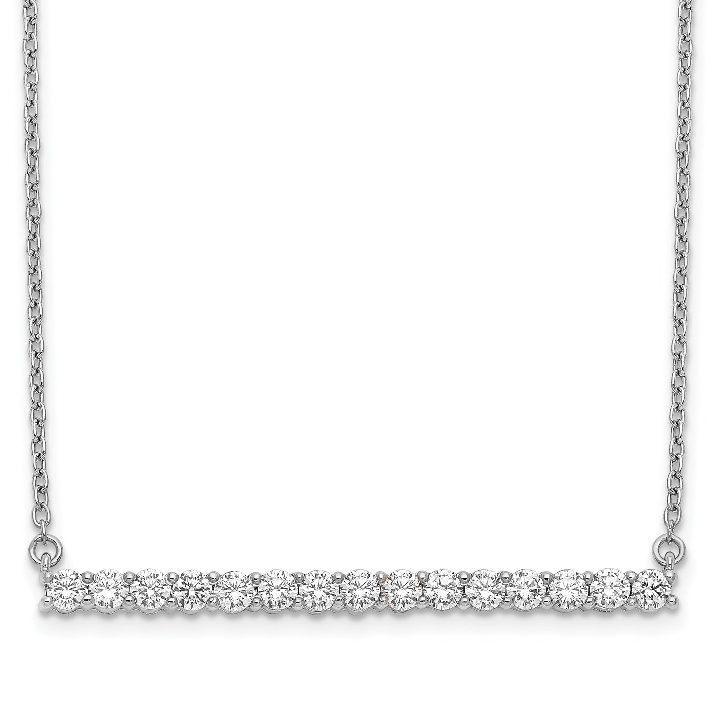 14k White Gold 3/4 carat Diamond Bar 18 inch Necklace