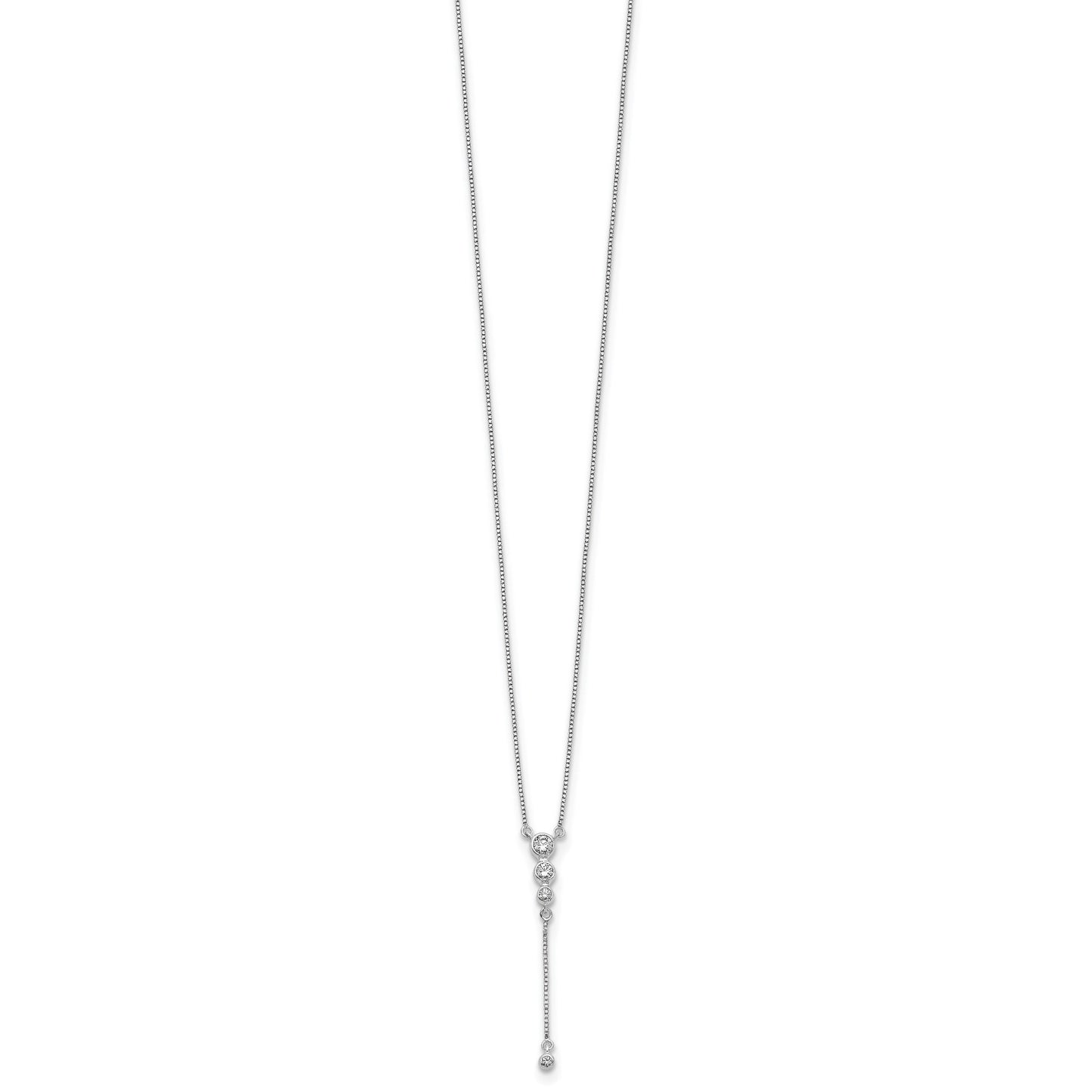 14k White Gold 1/4 carat Diamond Graduated 3-stone with Dangle 18 inch Y-Necklace