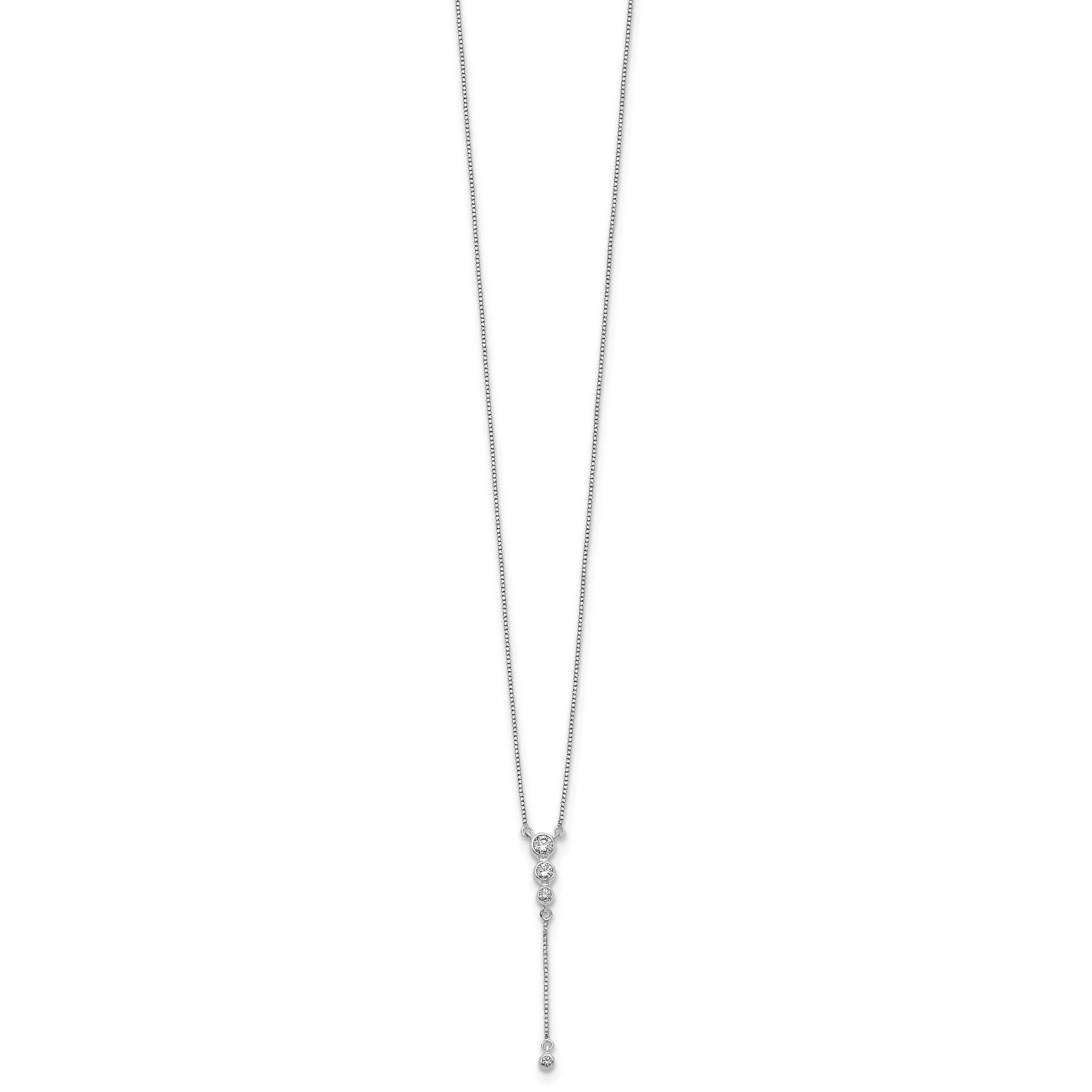 14k White Gold 1/4 carat Diamond Graduated 3-stone with Dangle 18 inch Y-Necklace