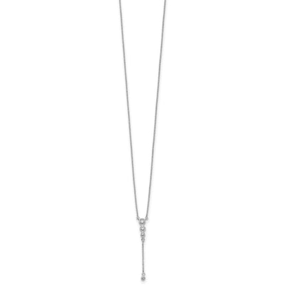 14k White Gold 1/4 carat Diamond Graduated 3-stone with Dangle 18 inch Y-Necklace