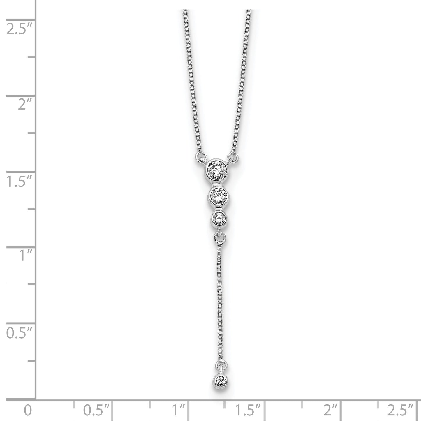14k White Gold 1/4 carat Diamond Graduated 3-stone with Dangle 18 inch Y-Necklace