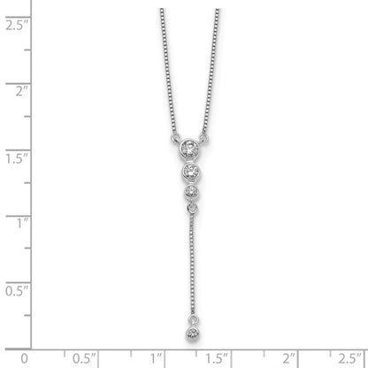 14k White Gold 1/4 carat Diamond Graduated 3-stone with Dangle 18 inch Y-Necklace