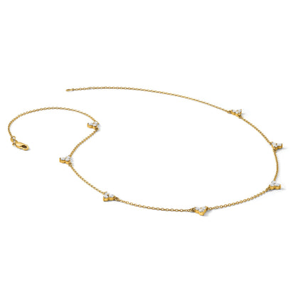 14k Complete 5/8 carat Diamond 3-Stone Cluster 4-Station 7 inch Bracelet
