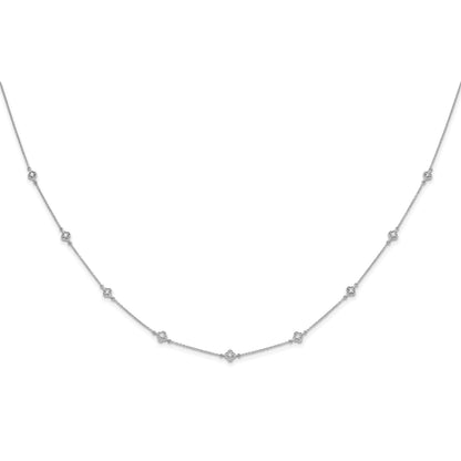 14k White Gold Complete 1/2 carat Diamond Quatrefoil Design 9-Station 18 inch Necklace
