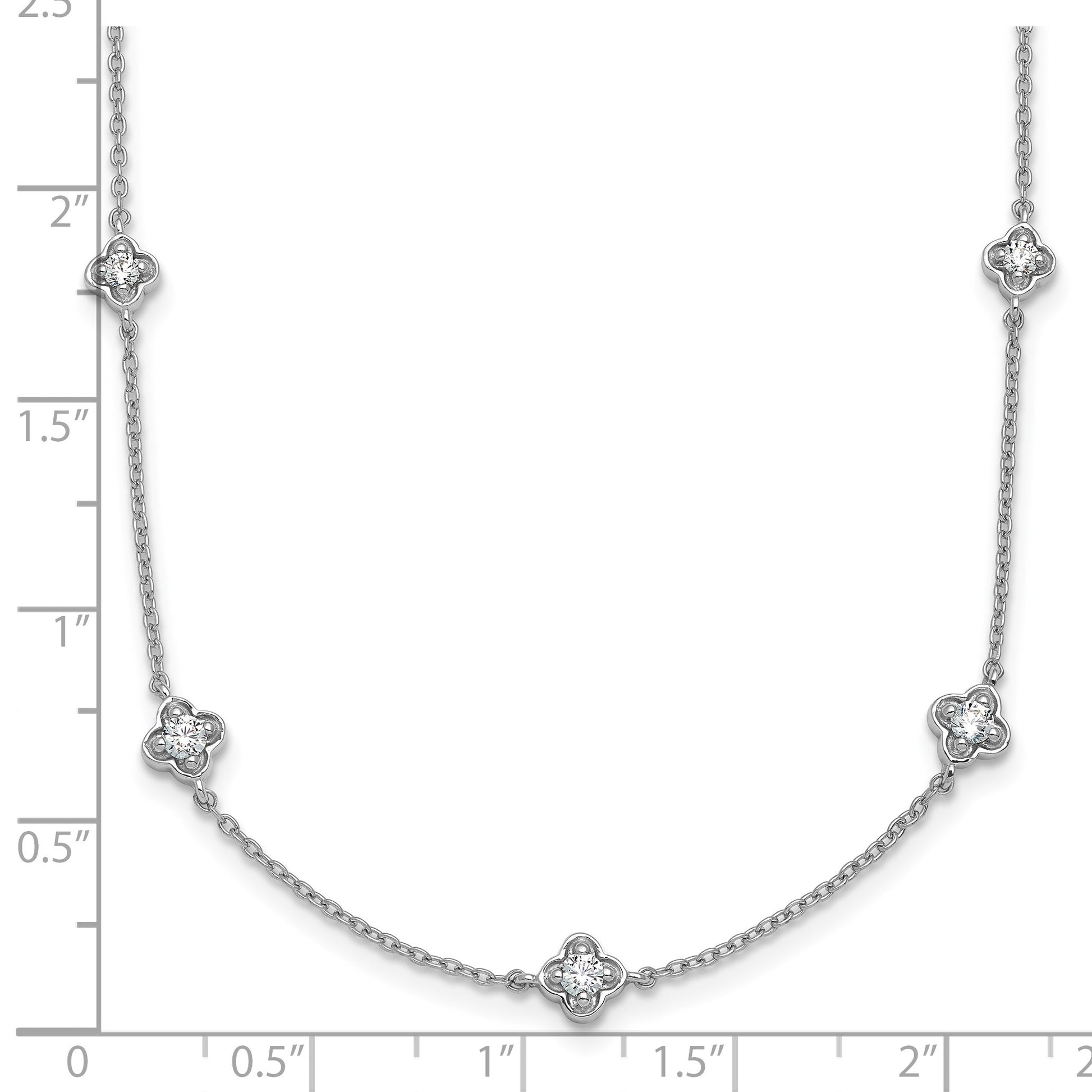 14k White Gold Complete 1/2 carat Diamond Quatrefoil Design 9-Station 18 inch Necklace