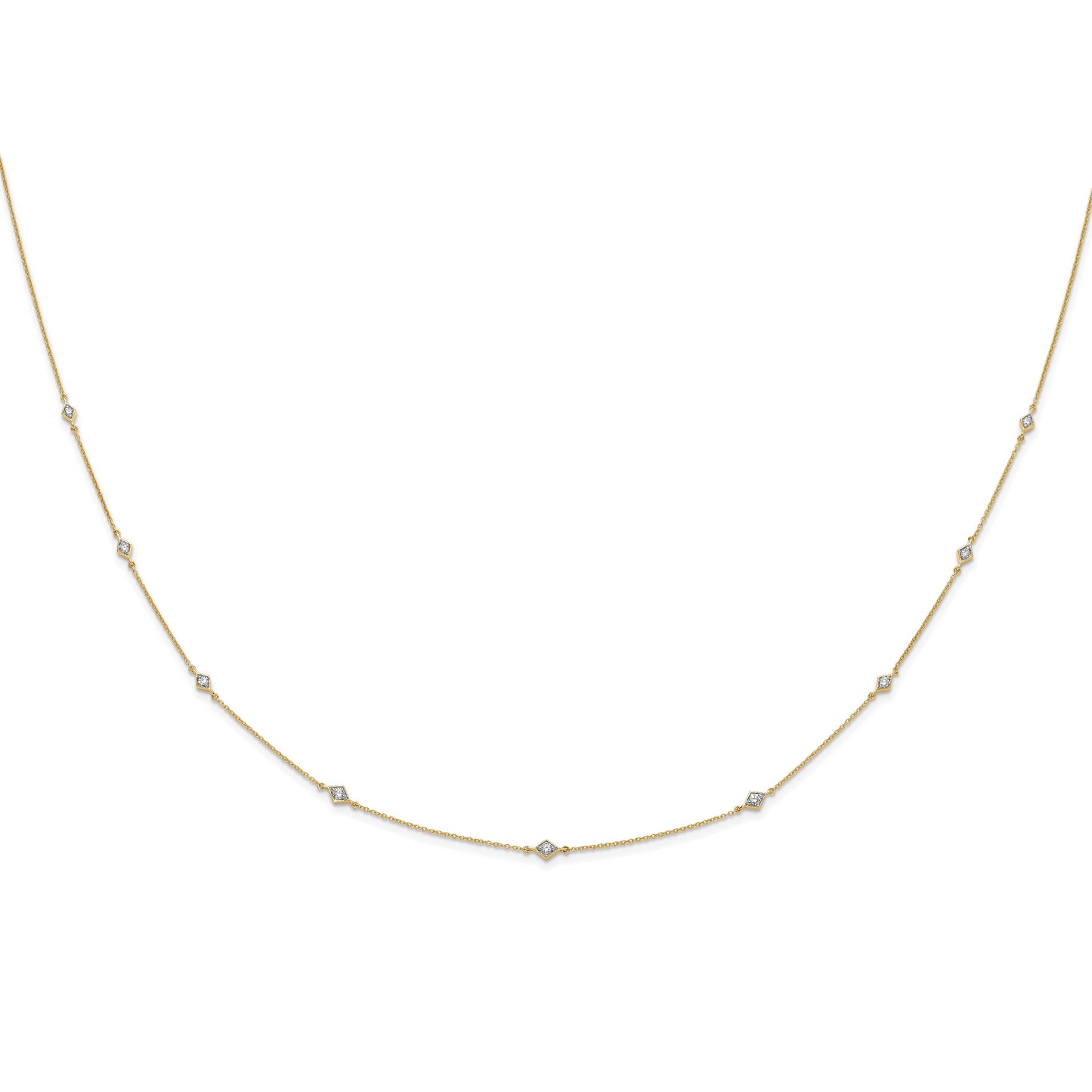 14k Complete 1/2 carat Diamond 9-Station 18 inch Necklace