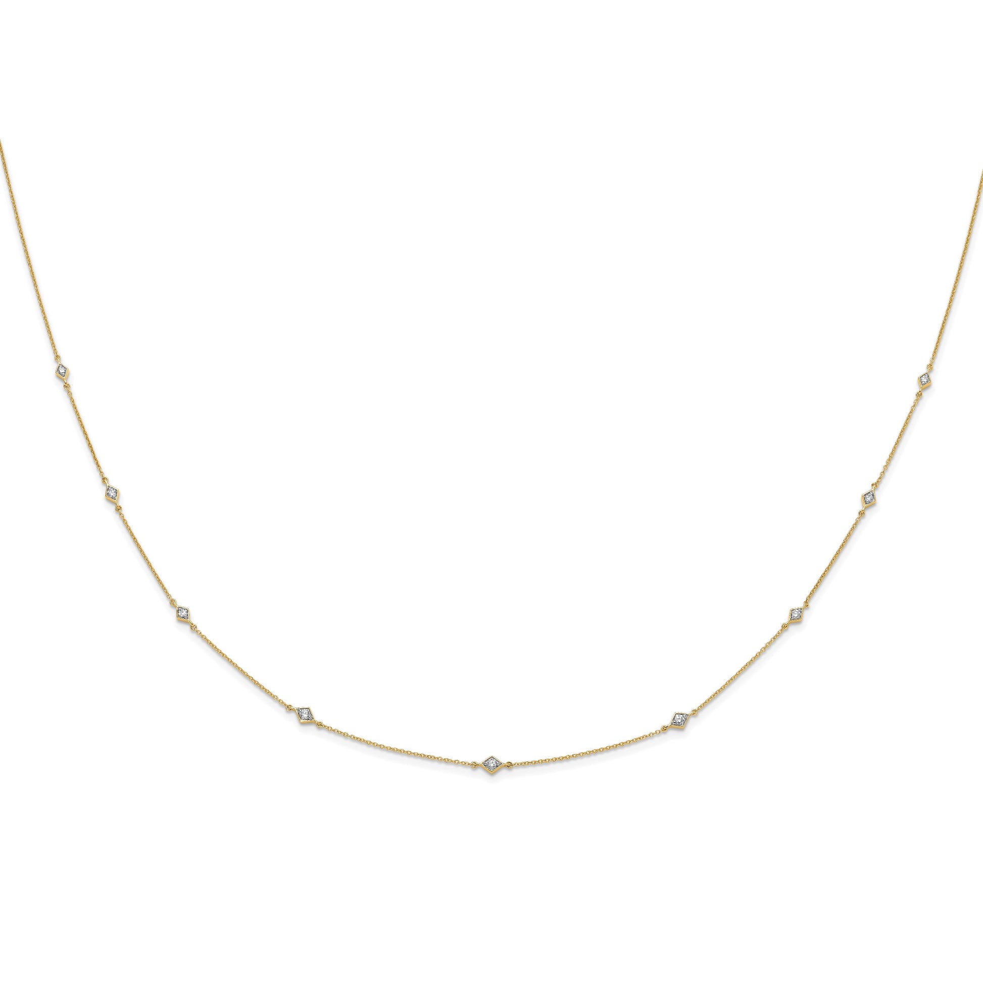 14k Complete 1/2 carat Diamond 9-Station 18 inch Necklace