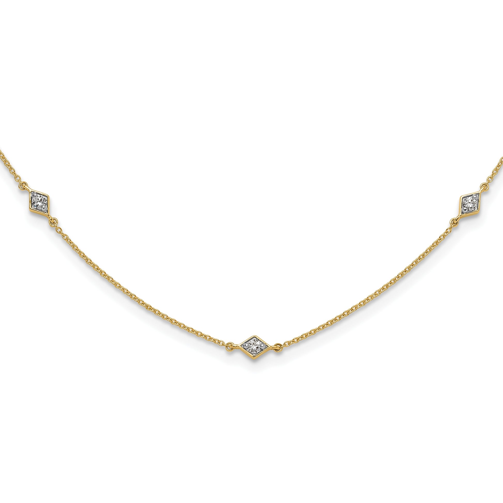 14k Complete 1/2 carat Diamond 9-Station 18 inch Necklace