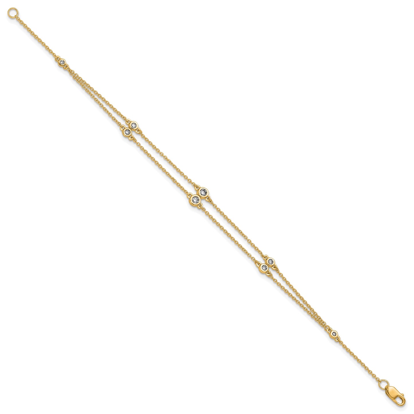 14k Complete 1/4 carat Diamond Multi-Station Double Strand 7 inch Bracelet