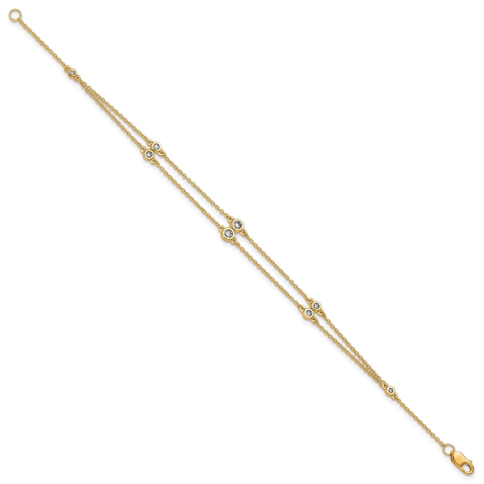 14k Complete 1/4 carat Diamond Multi-Station Double Strand 7 inch Bracelet