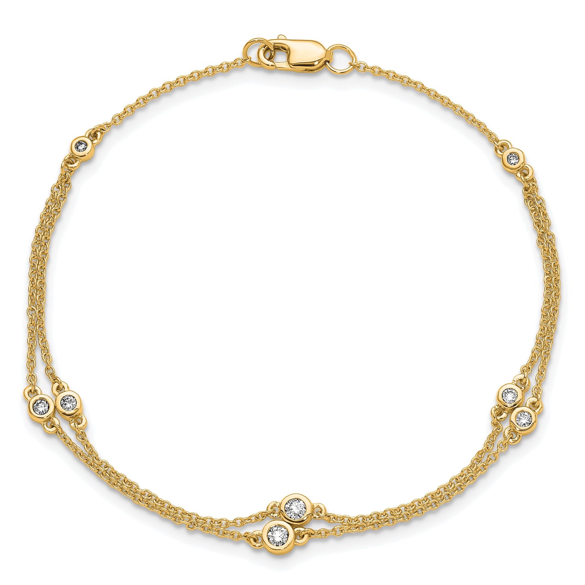 14k Complete 1/4 carat Diamond Multi-Station Double Strand 7 inch Bracelet