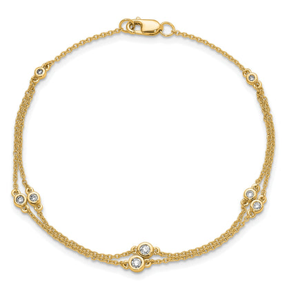 14k Complete 1/4 carat Diamond Multi-Station Double Strand 7 inch Bracelet