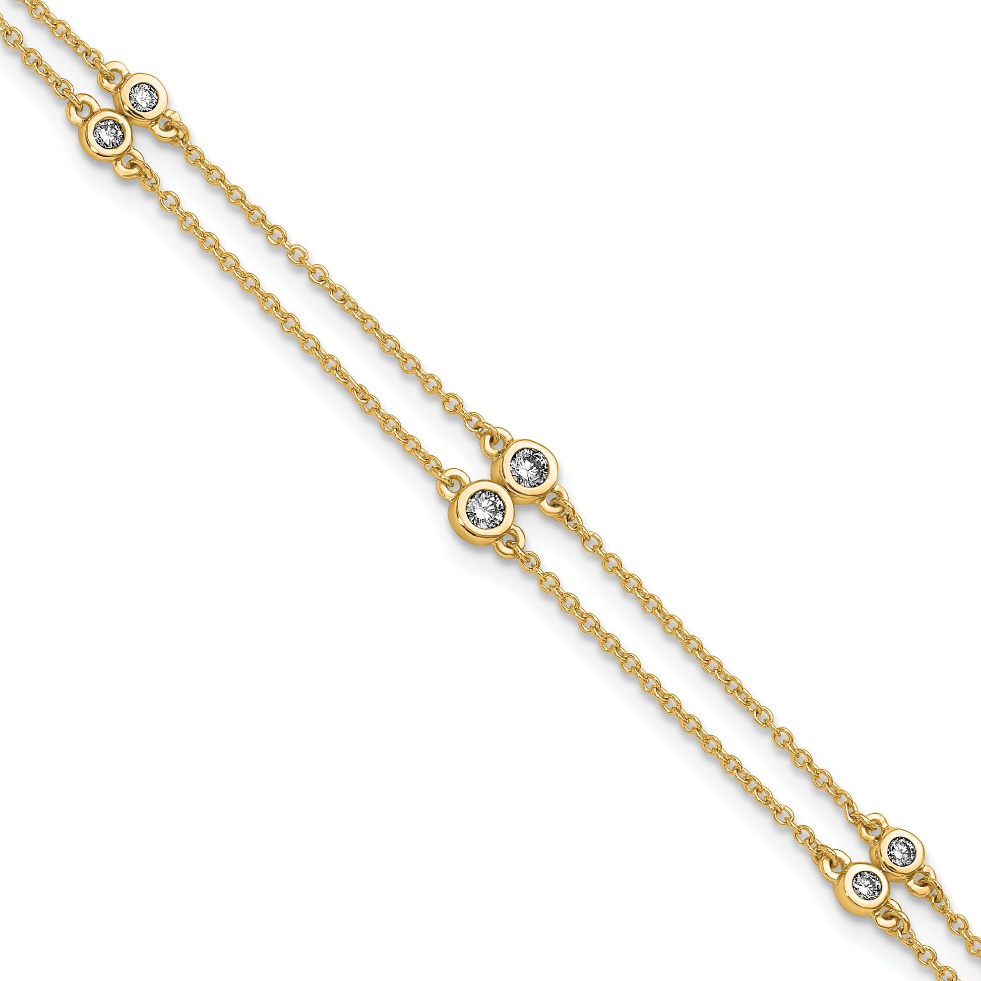 14k Complete 1/4 carat Diamond Multi-Station Double Strand 7 inch Bracelet