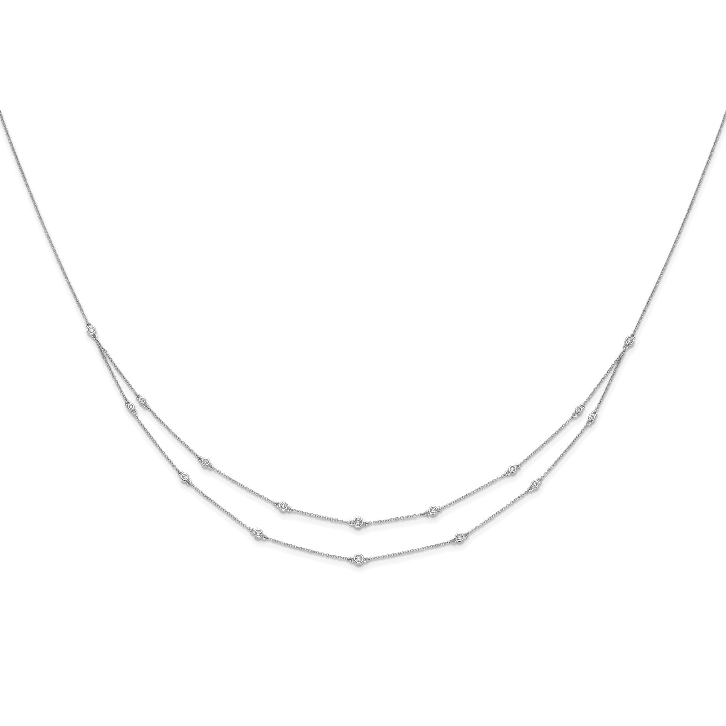 14k White Gold Complete 1/2 carat Diamond Multi-Station Double Strand 18 inch Necklace