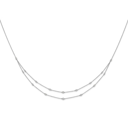 14k White Gold Complete 1/2 carat Diamond Multi-Station Double Strand 18 inch Necklace