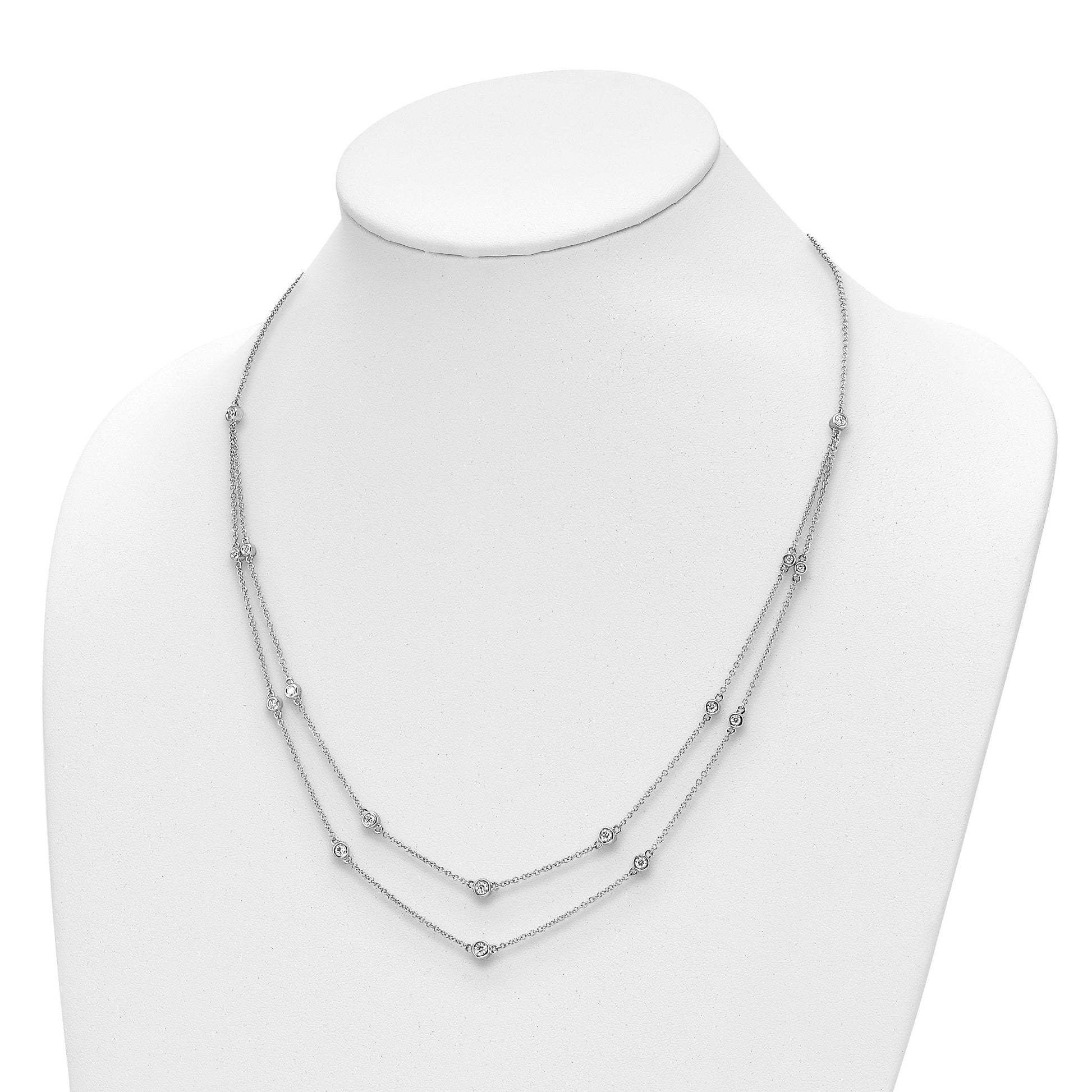 14k White Gold Complete 1/2 carat Diamond Multi-Station Double Strand 18 inch Necklace