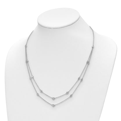 14k White Gold Complete 1/2 carat Diamond Multi-Station Double Strand 18 inch Necklace