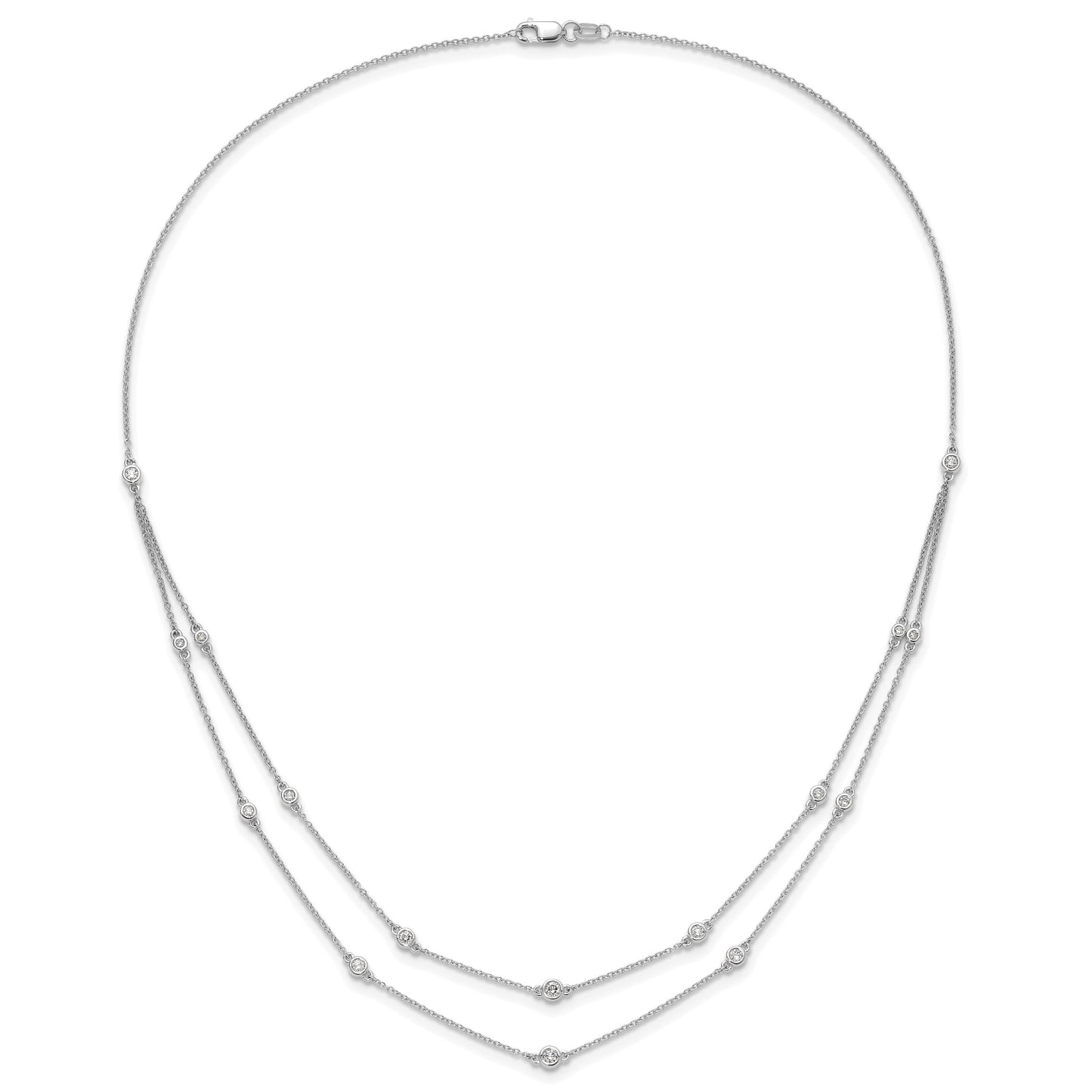 14k White Gold Complete 1/2 carat Diamond Multi-Station Double Strand 18 inch Necklace