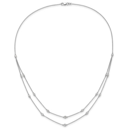 14k White Gold Complete 1/2 carat Diamond Multi-Station Double Strand 18 inch Necklace