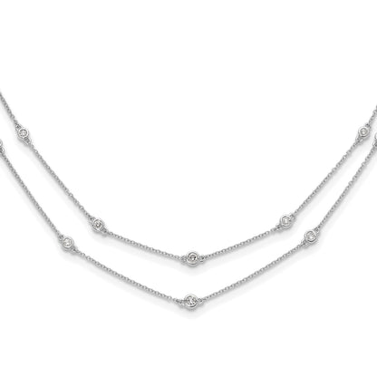 14k White Gold Complete 1/2 carat Diamond Multi-Station Double Strand 18 inch Necklace