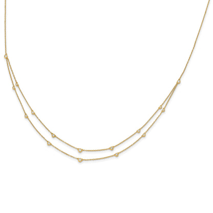 14k Complete 1/2 carat Diamond Multi-Station Double Strand 18 inch Necklace