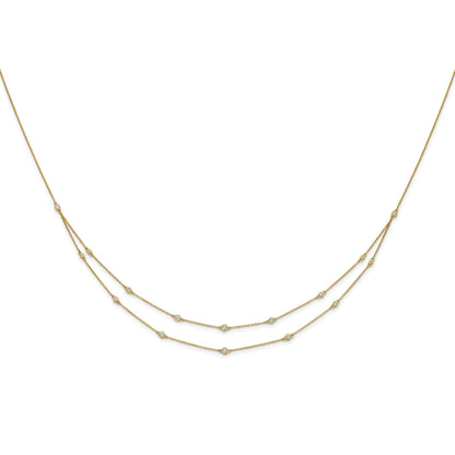 14k Complete 1/2 carat Diamond Multi-Station Double Strand 18 inch Necklace