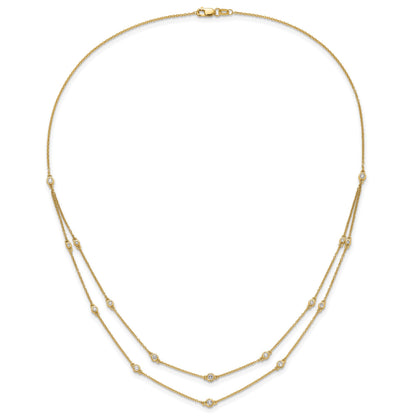 14k Complete 1/2 carat Diamond Multi-Station Double Strand 18 inch Necklace