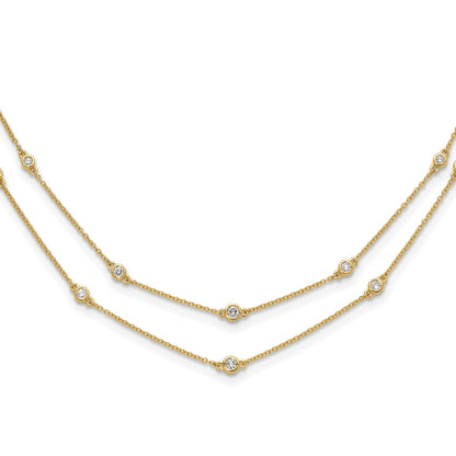 14k Complete 1/2 carat Diamond Multi-Station Double Strand 18 inch Necklace