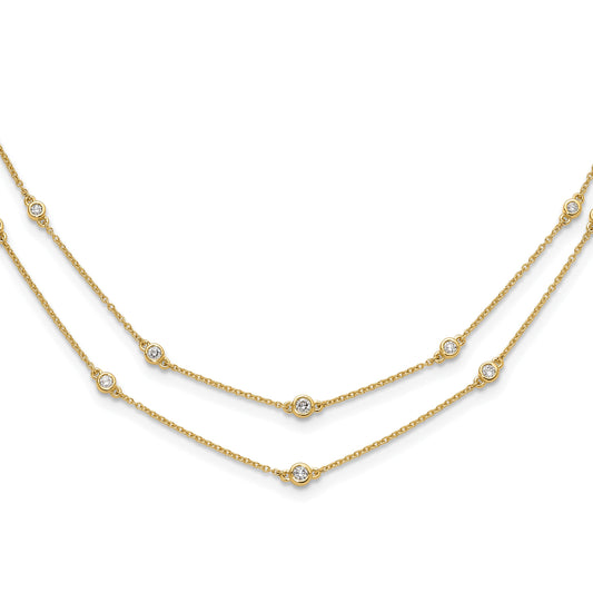 14k Complete 1/2 carat Diamond Multi-Station Double Strand 18 inch Necklace