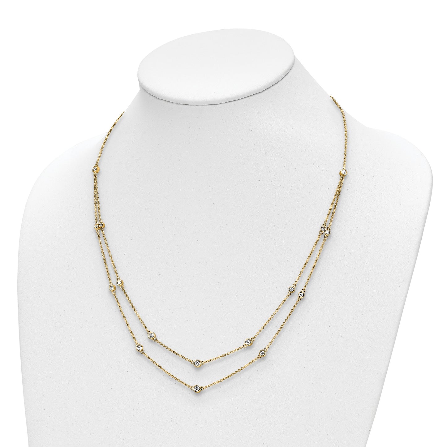 14k Complete 1/2 carat Diamond Multi-Station Double Strand 18 inch Necklace