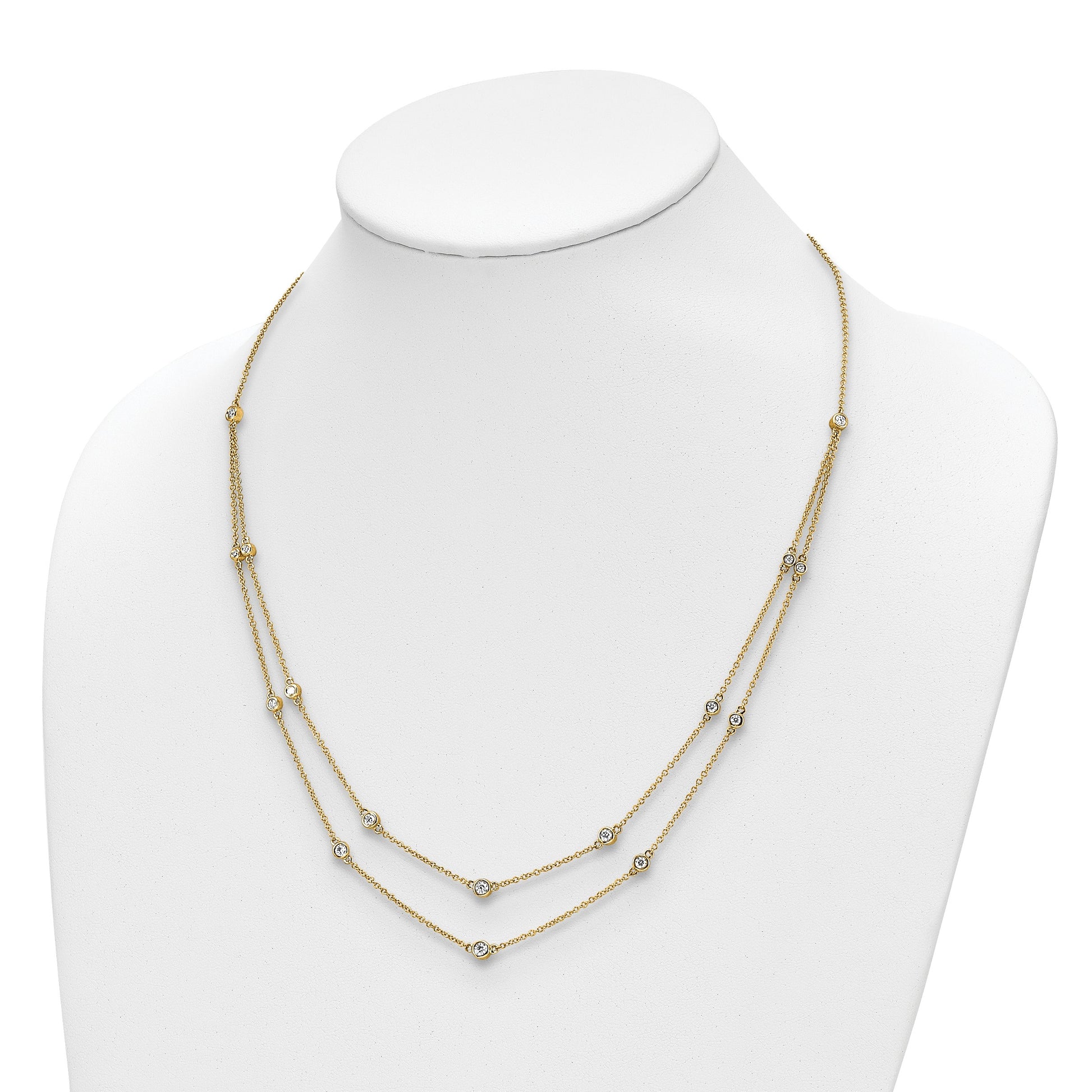 14k Complete 1/2 carat Diamond Multi-Station Double Strand 18 inch Necklace