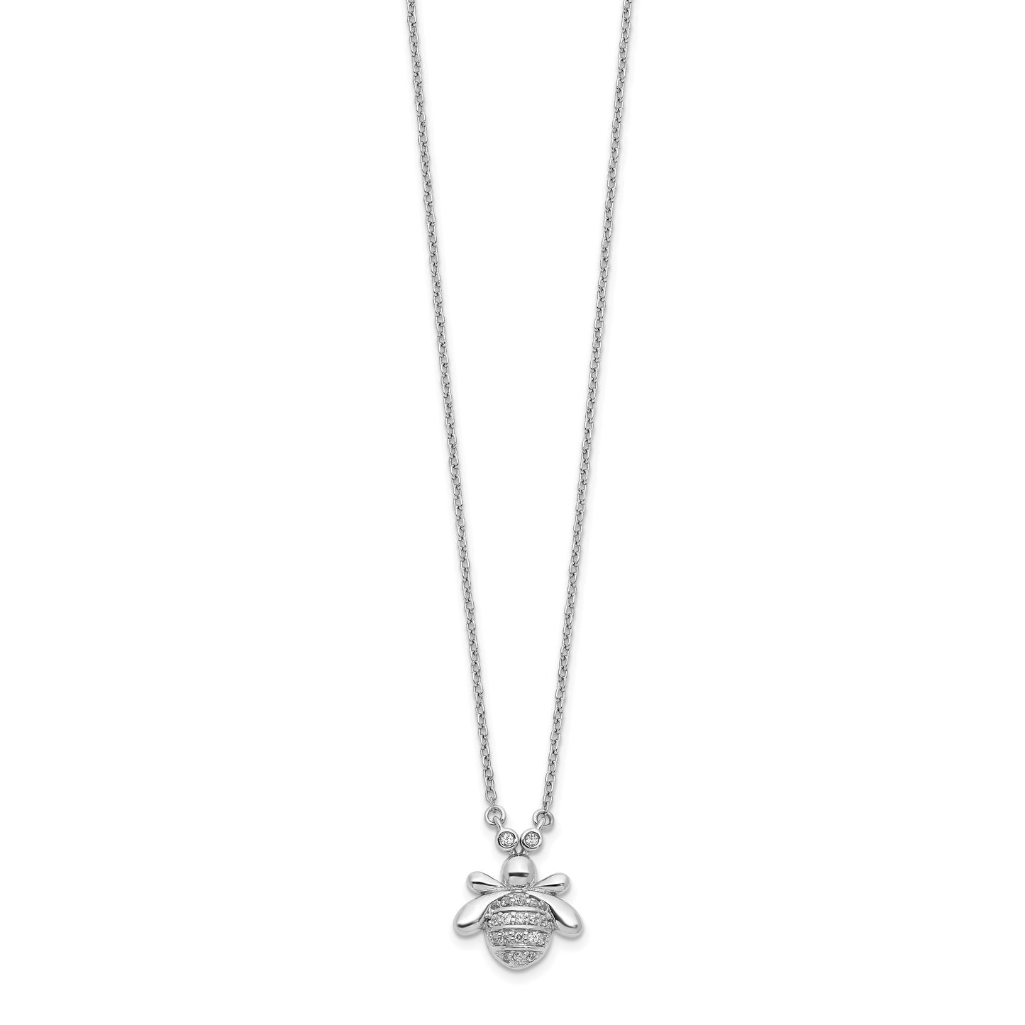 14k White Gold 1/10 carat Diamond Bee 18 inch Necklace