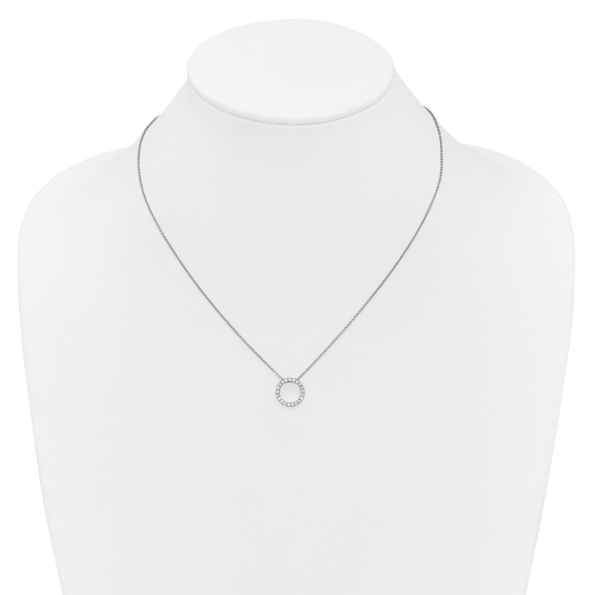 14k White Gold 1/4 carat Diamond Circle 18 inch Necklace